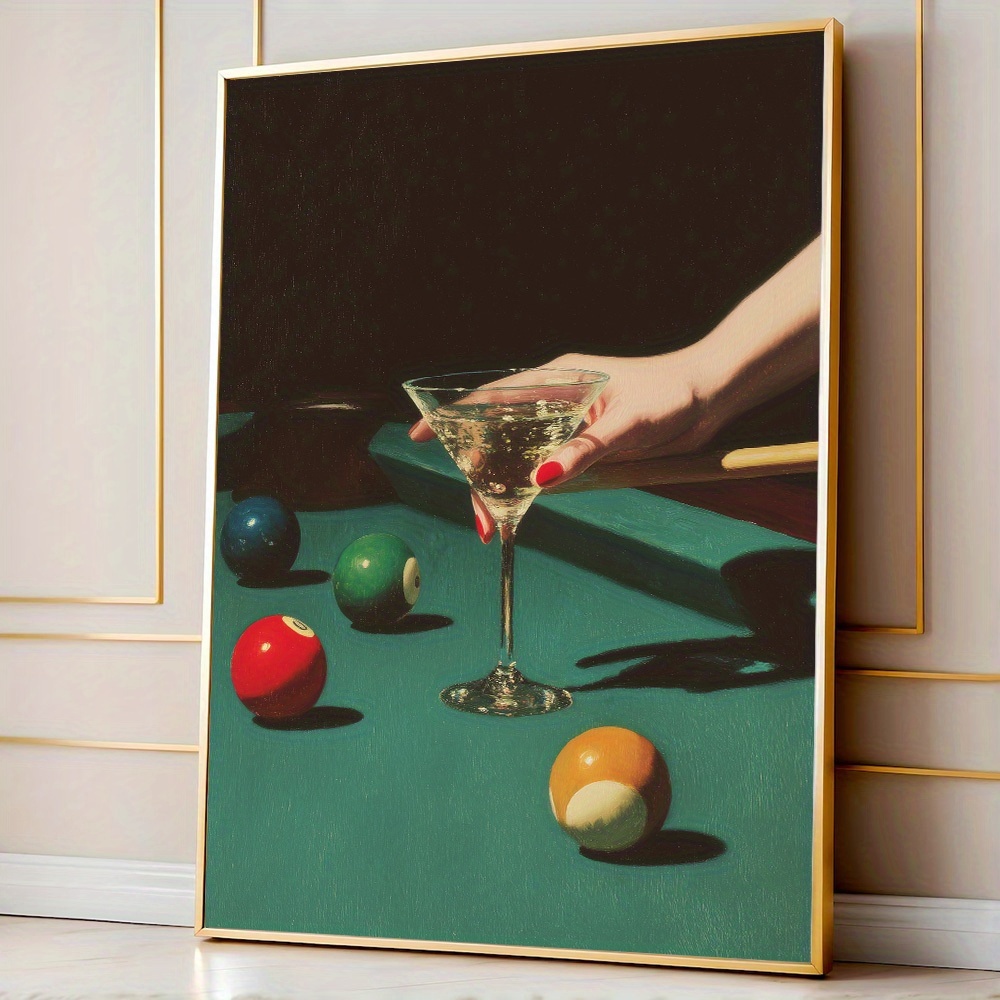 Office Furniture Equipment - 1pc Vintage Billiards Cocktail Poster, Frameless