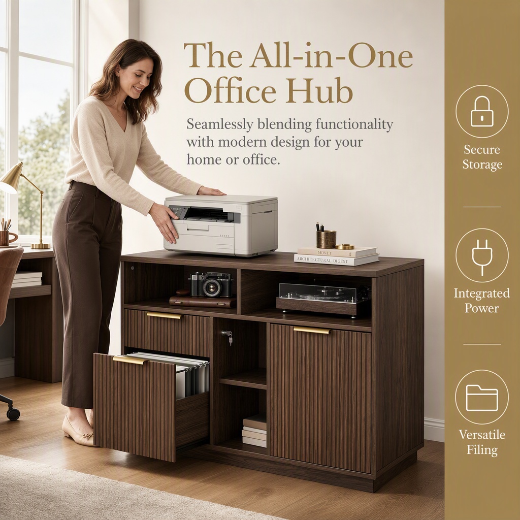 4 Drawer File Cabinet, Fluted  - Office Furniture Filing Cabinets ulasan dan harga