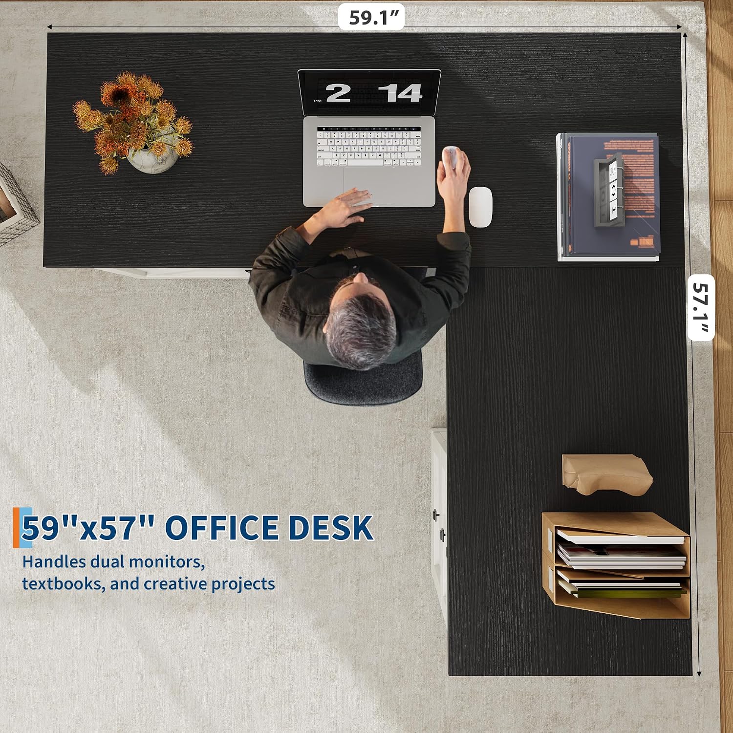 L Shaped Executive Desk 60 in  - Office Furniture Filing Cabinets ulasan dan harga