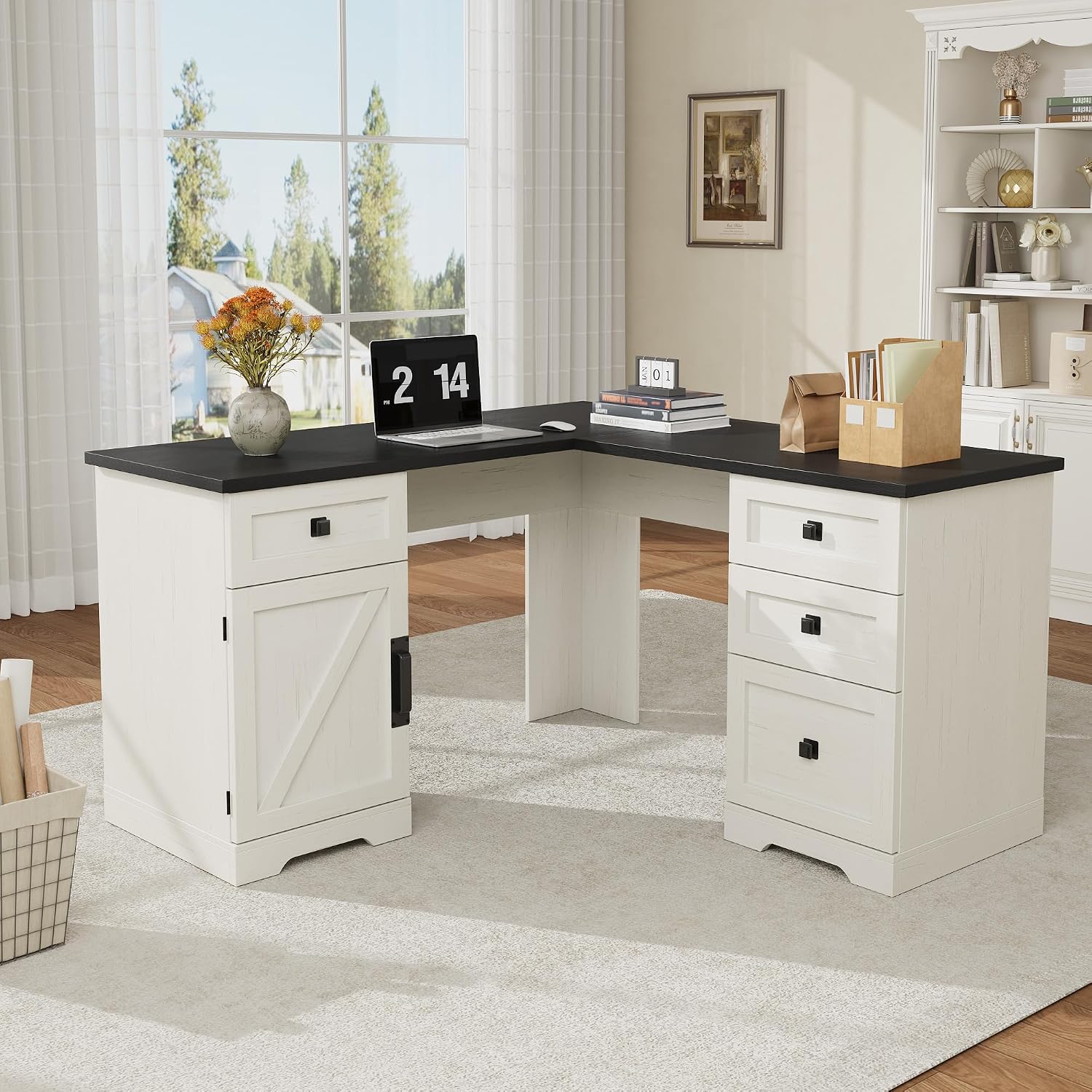 L Shaped Executive Desk 60 in  - Office Furniture Filing Cabinets ulasan dan harga