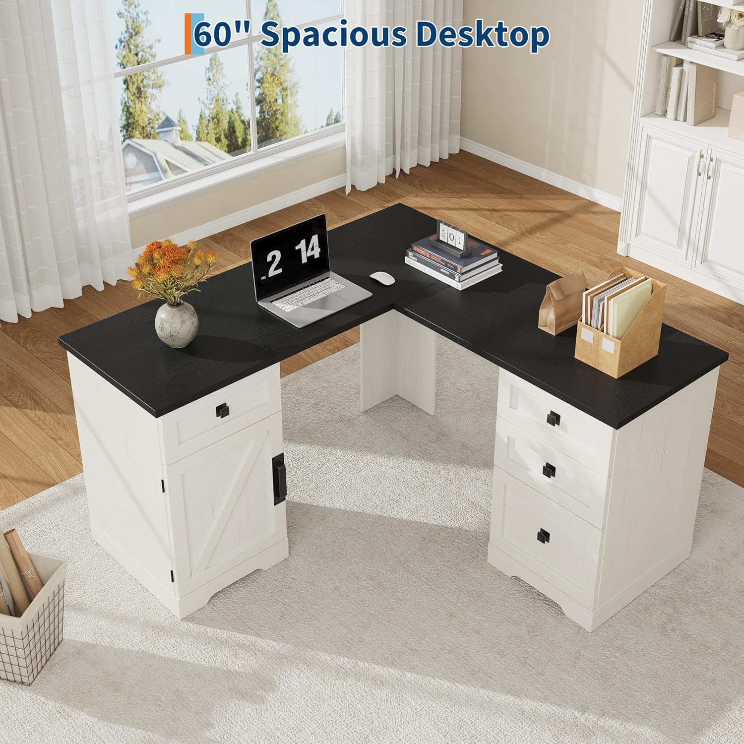 L Shaped Executive Desk 60 in  - Office Furniture Filing Cabinets ulasan dan harga