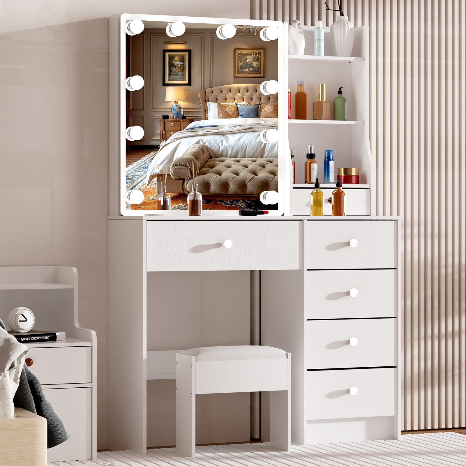 Modern White Makeup Vanity Des - Office Furniture Reborn ulasan dan harga