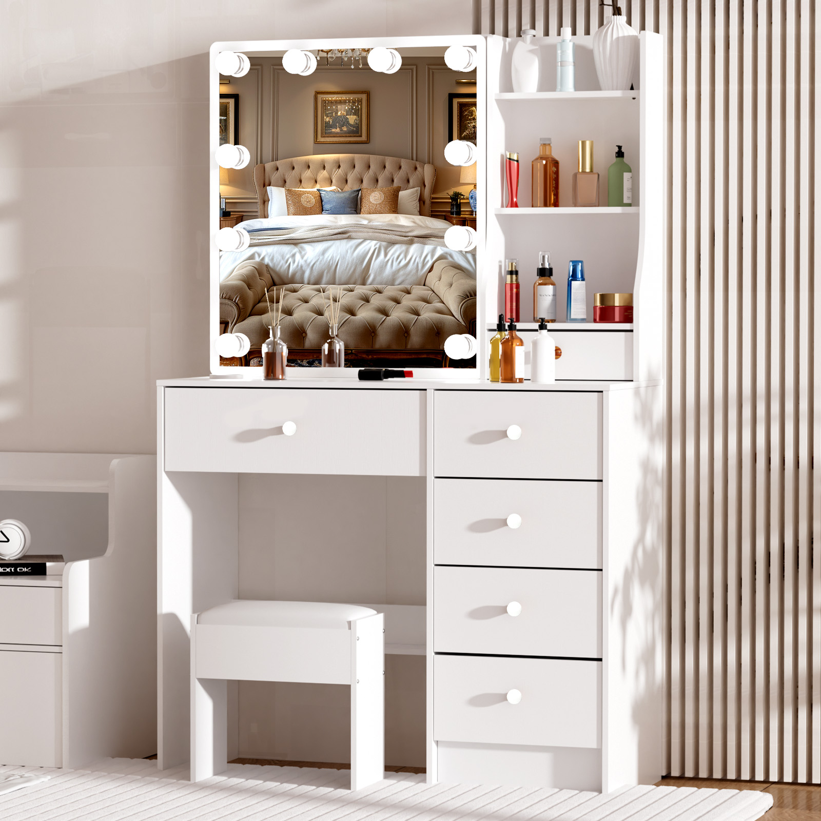 Modern White Makeup Vanity Des - Office Furniture Reborn ulasan dan harga