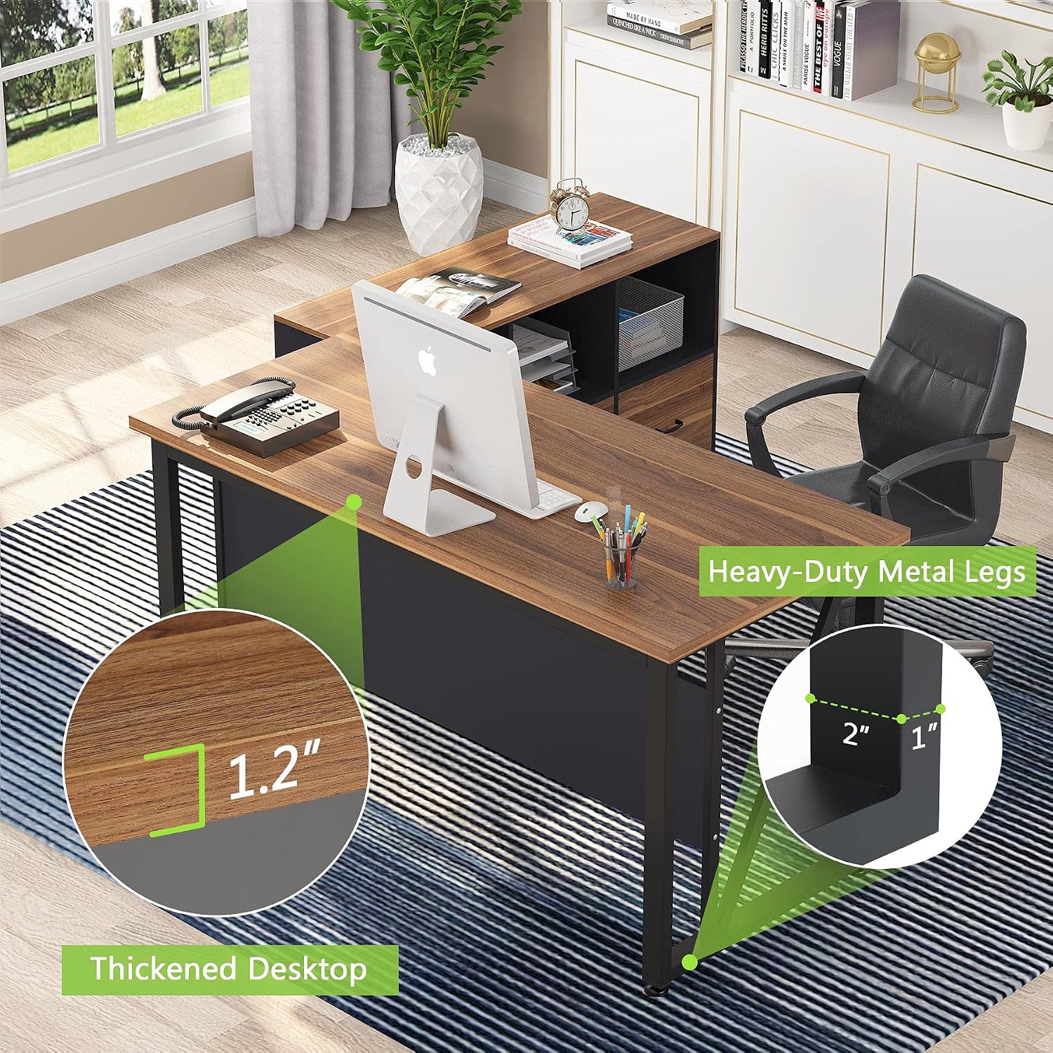 L-Shaped Executive Desk & File - Office Furniture Filing Cabinets ulasan dan harga