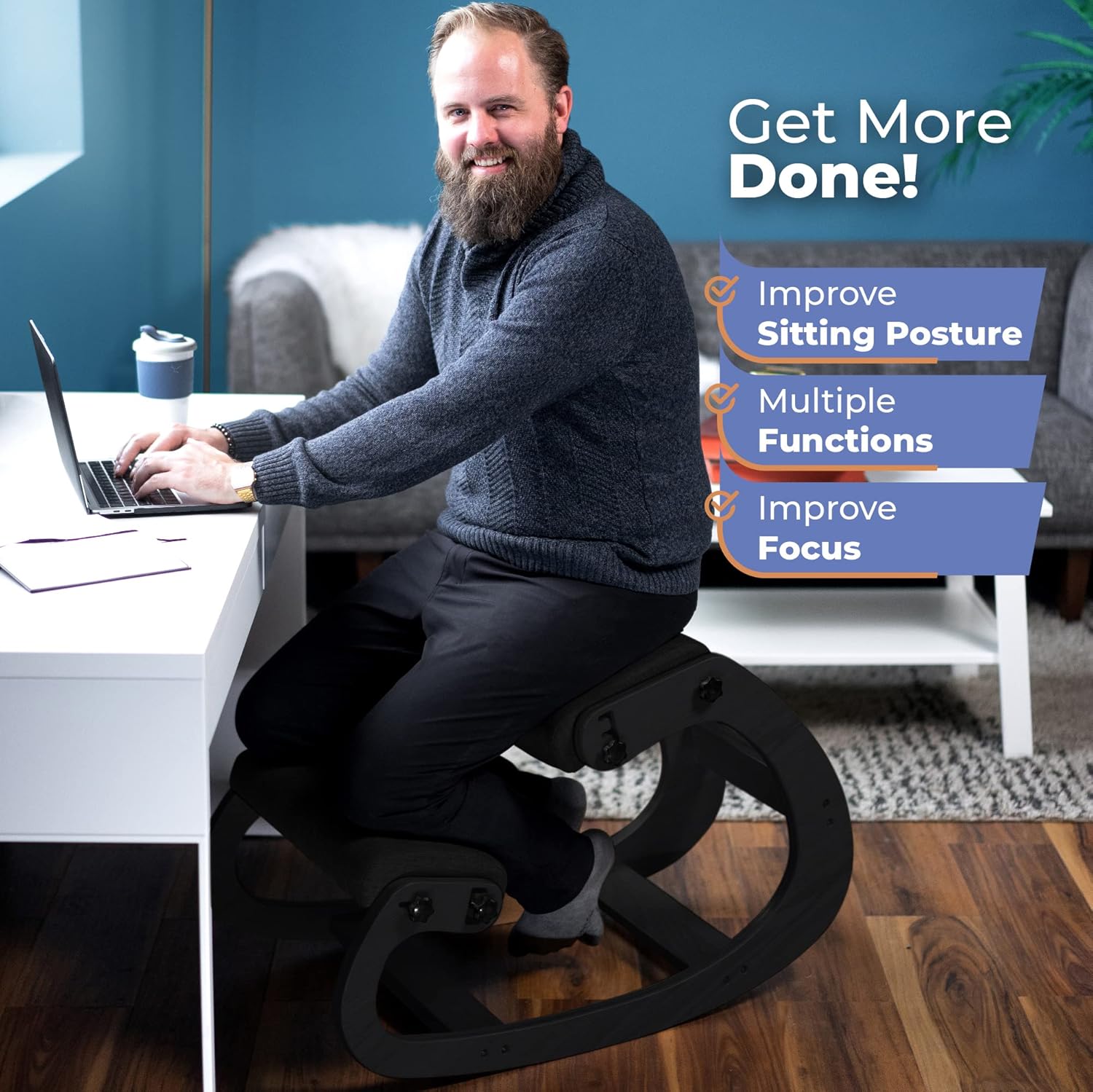 Ergonomic Wooden Kneeling Chai - Office Furniture Commercial ulasan dan harga