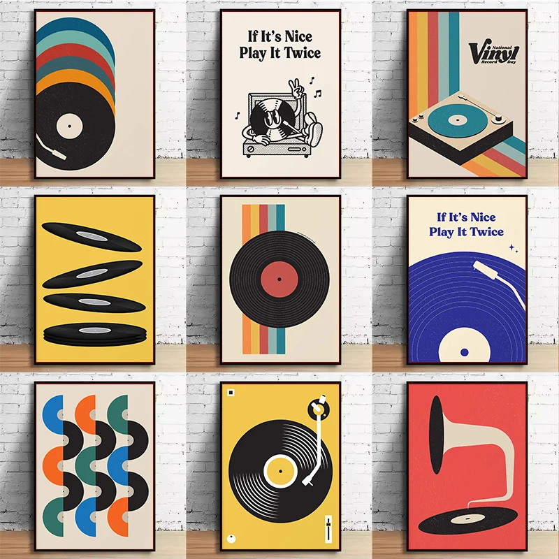 Mid Century Vinyl Record Canva - Office Furniture Equipment ulasan dan harga