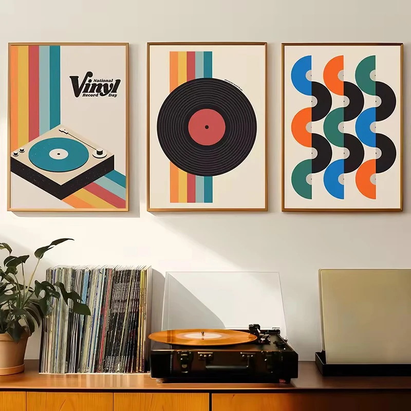 Mid Century Vinyl Record Canva - Office Furniture Equipment ulasan dan harga