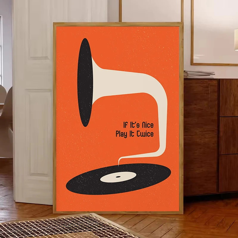 Mid Century Vinyl Record Canva - Office Furniture Equipment ulasan dan harga