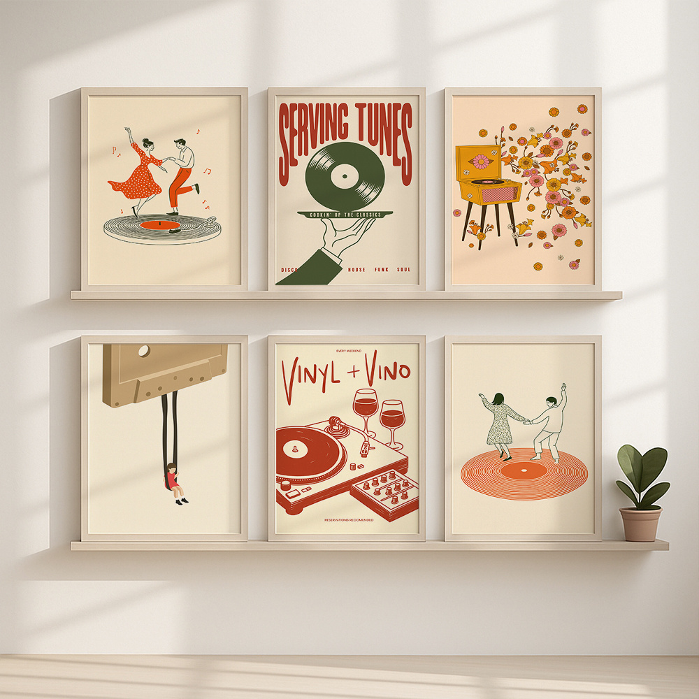 1pc Vintage Music Canvas Poste - Office Furniture Equipment ulasan dan harga