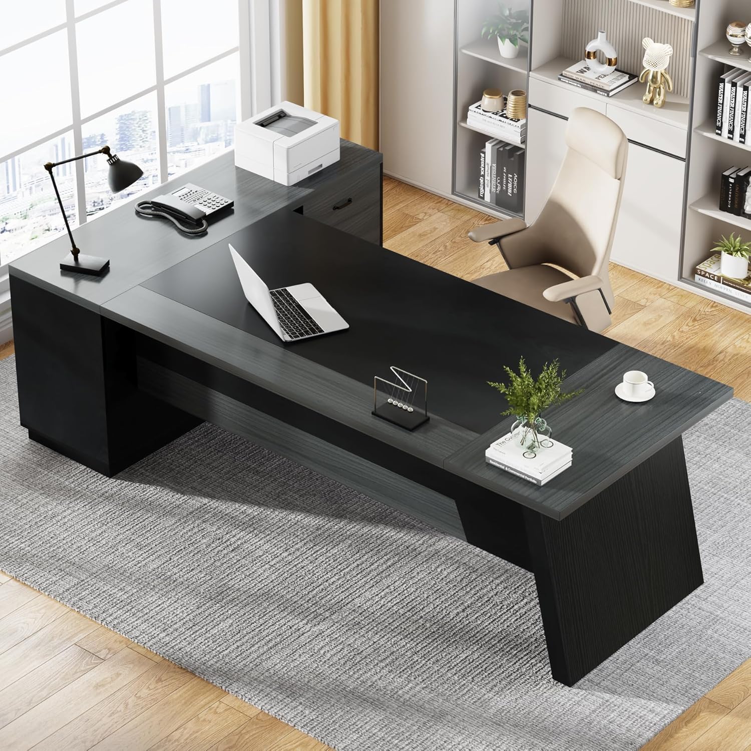 L-Shaped Executive Desk 78in M - Office Furniture Filing Cabinets ulasan dan harga