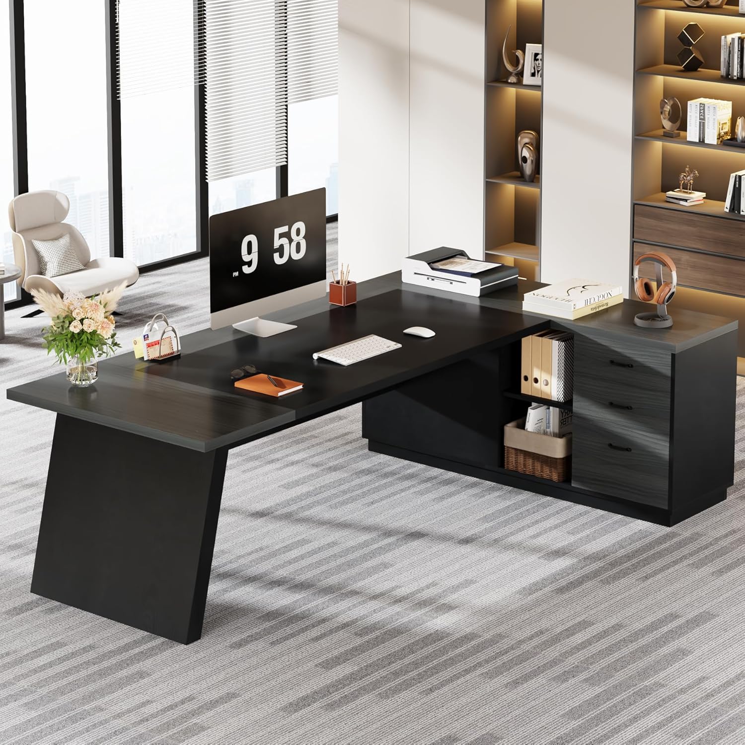 L-Shaped Executive Desk 78in M - Office Furniture Filing Cabinets ulasan dan harga