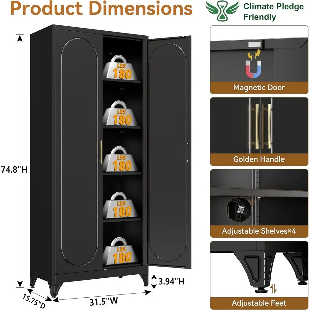 75 Tall Metal Kitchen Pantry C - Office Storage Cabinet ulasan dan harga