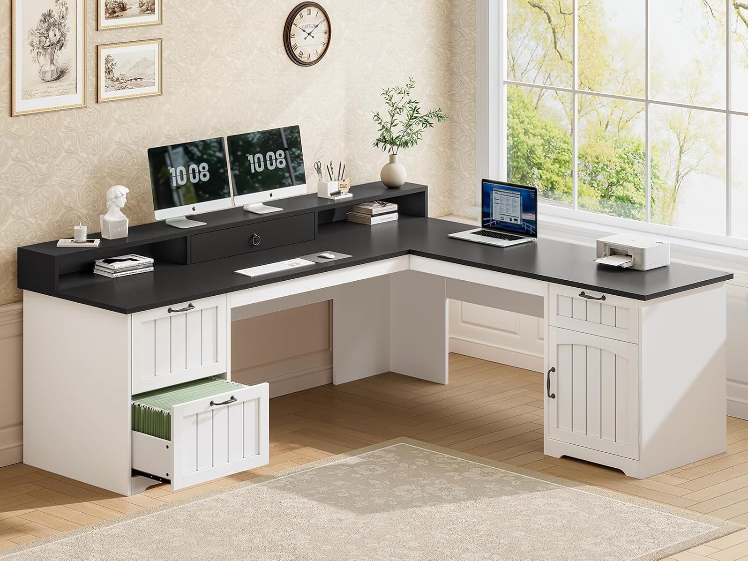 L Shaped Desk with Drawers & S - Office Furniture Filing Cabinets ulasan dan harga