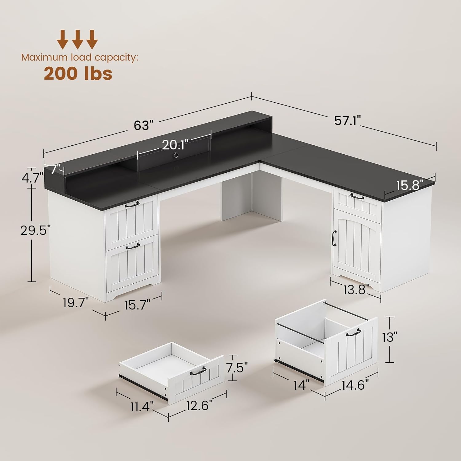L Shaped Desk with Drawers & S - Office Furniture Filing Cabinets ulasan dan harga