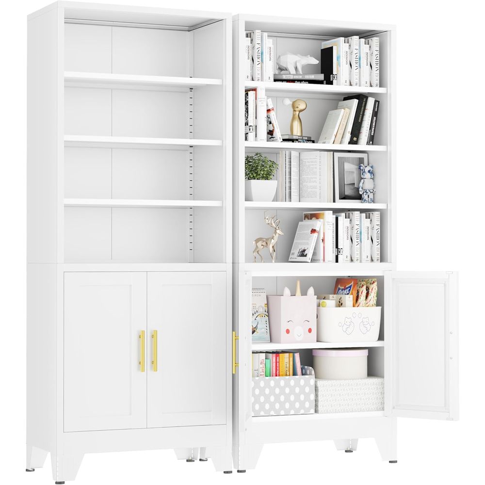 71 Tall White Metal Bookcases  - Office Storage Cabinet ulasan dan harga