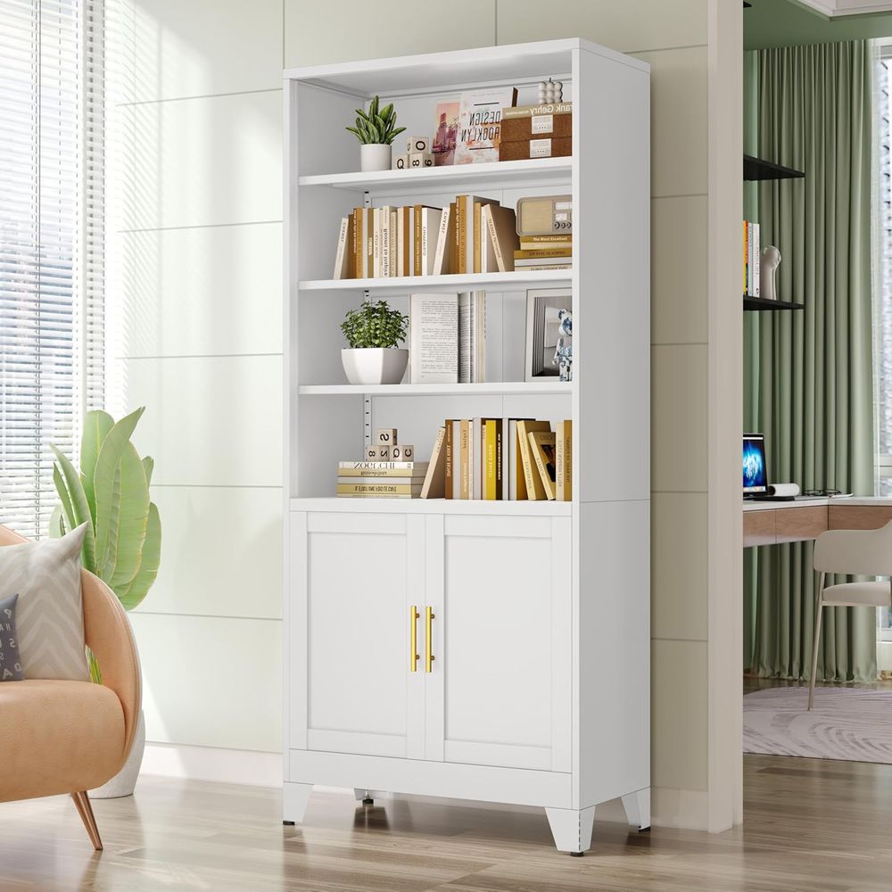 71 Tall White Metal Bookcases  - Office Storage Cabinet ulasan dan harga
