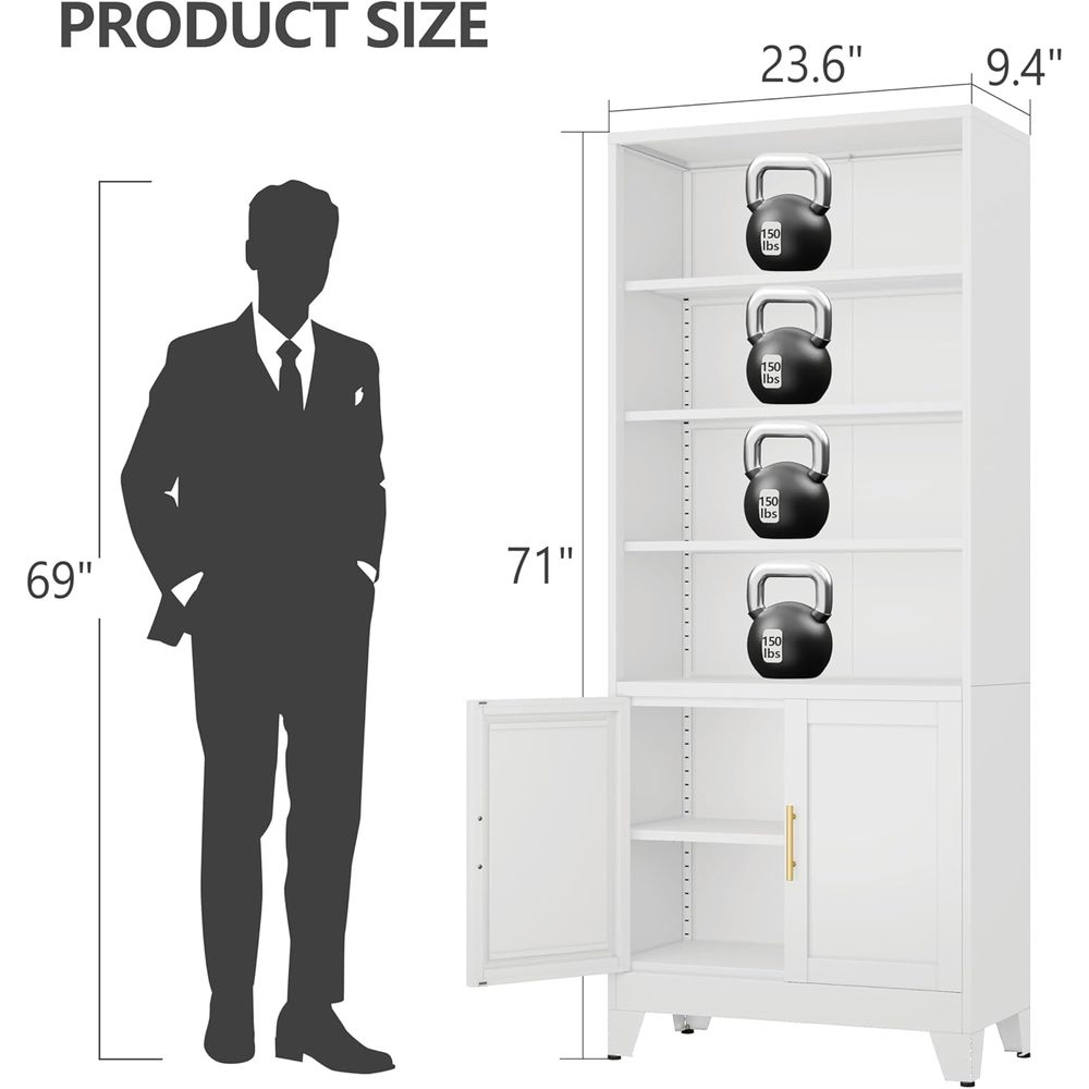 71 Tall White Metal Bookcases  - Office Storage Cabinet ulasan dan harga
