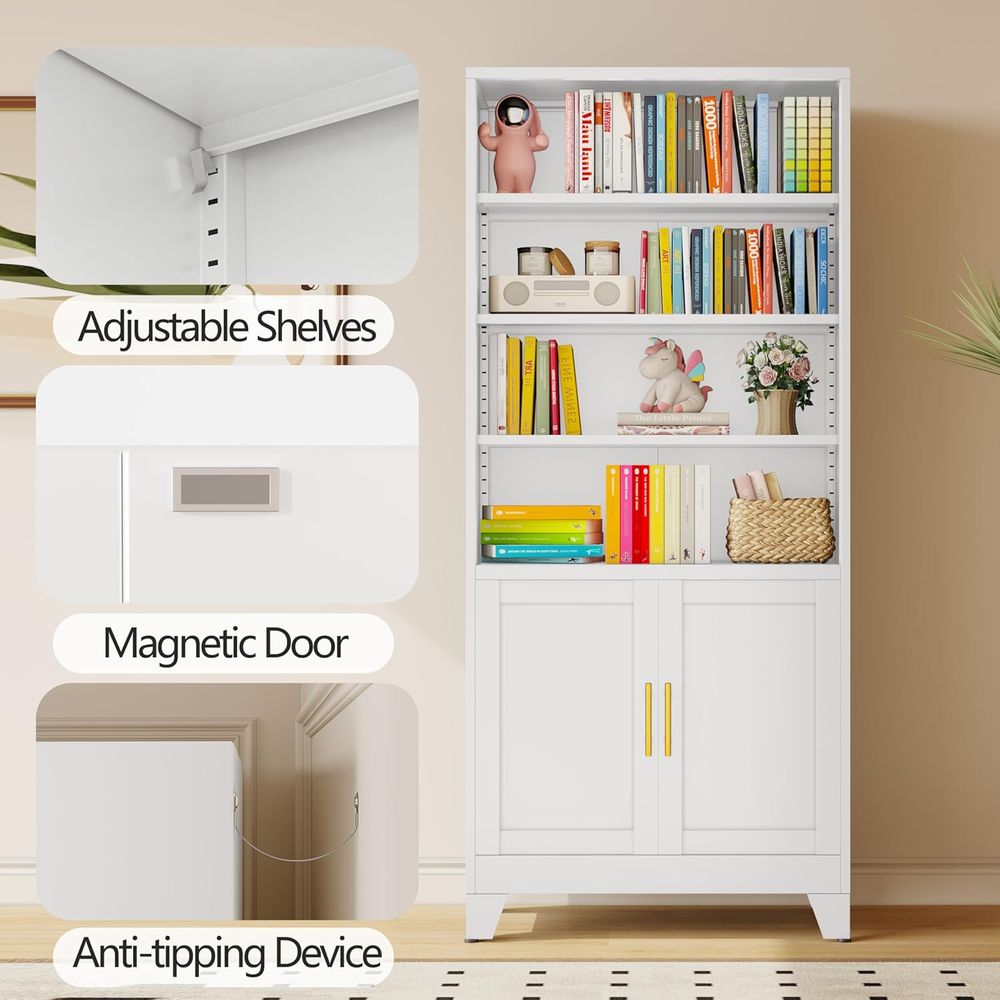 71 Tall White Metal Bookcases  - Office Storage Cabinet ulasan dan harga