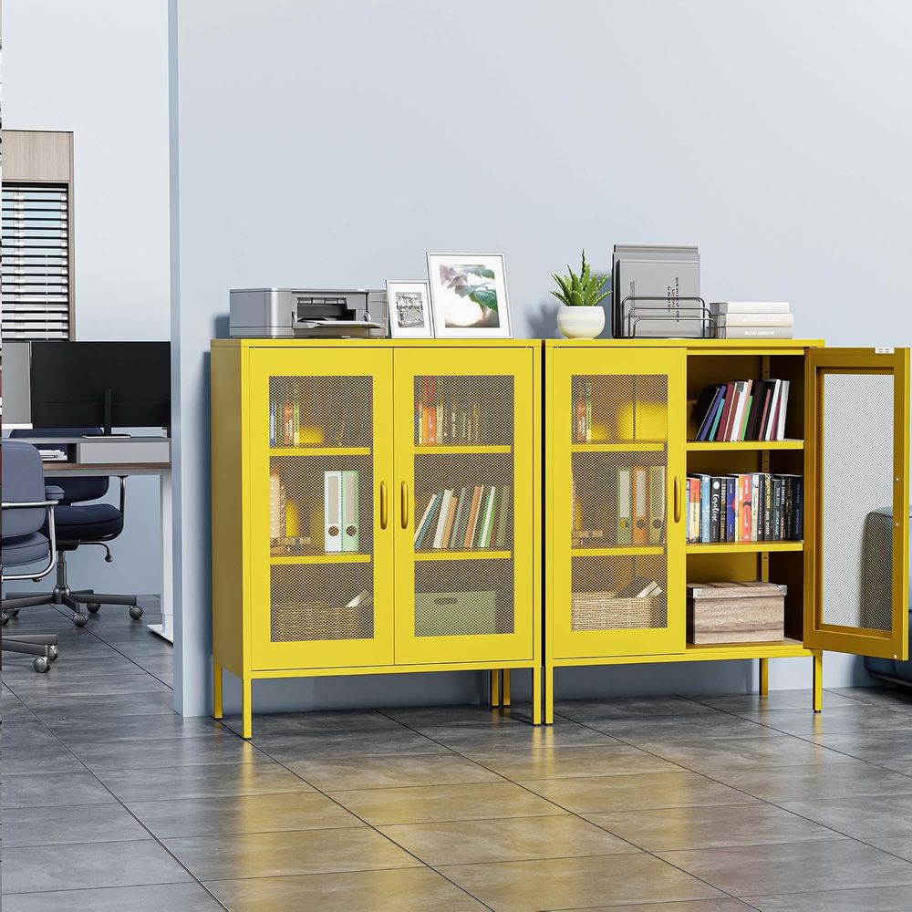 Mesh Metal Storage Cabinet wit - Office Storage Cabinet ulasan dan harga