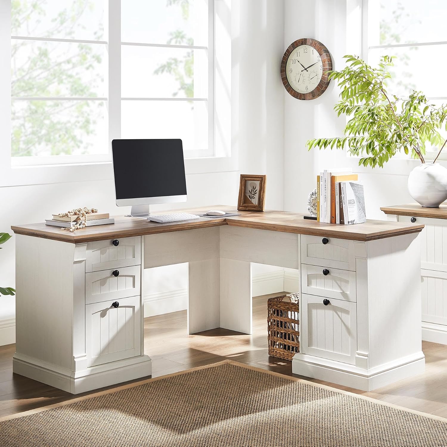 L Shaped Executive Desk with D - Office Furniture Filing Cabinets ulasan dan harga