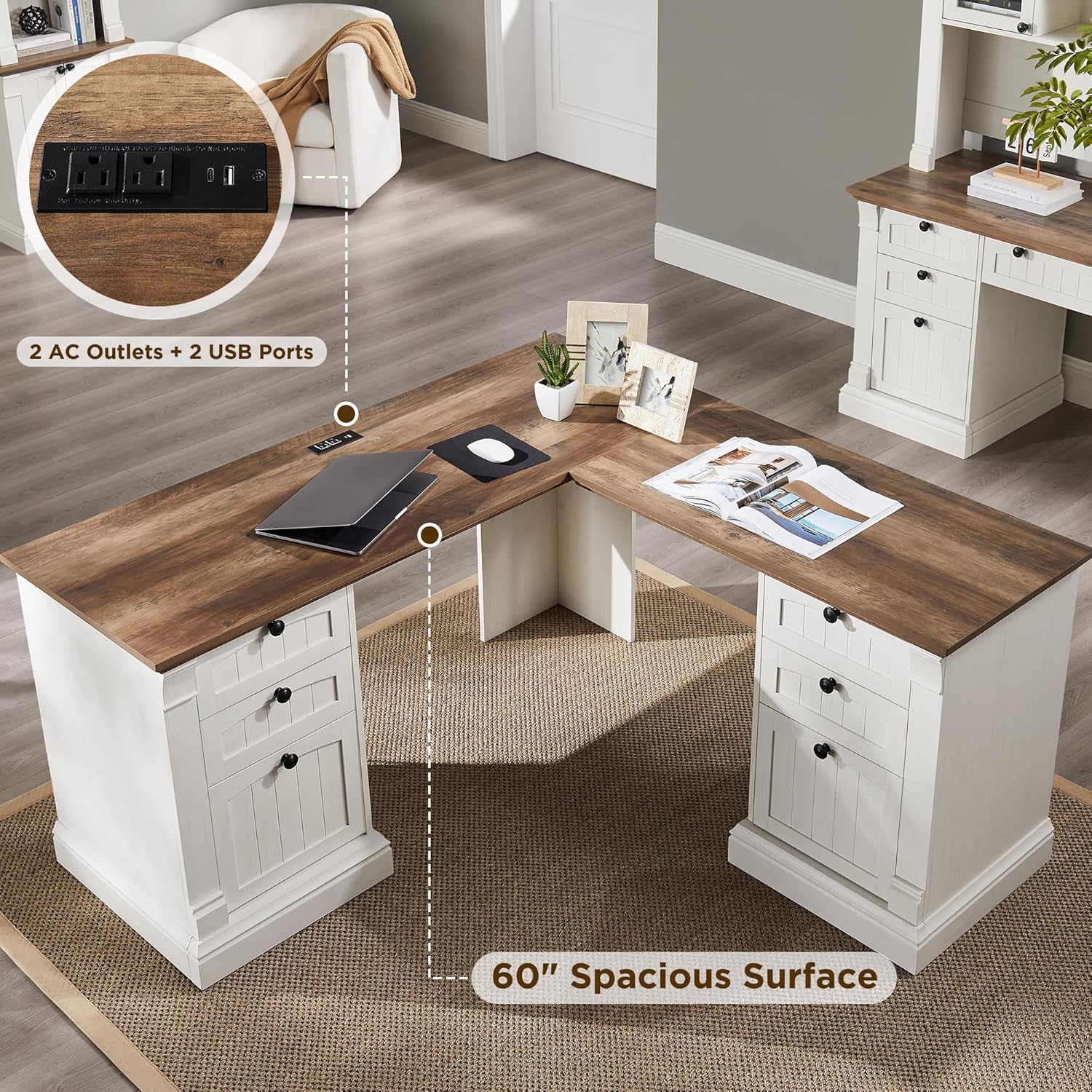 L Shaped Executive Desk with D - Office Furniture Filing Cabinets ulasan dan harga